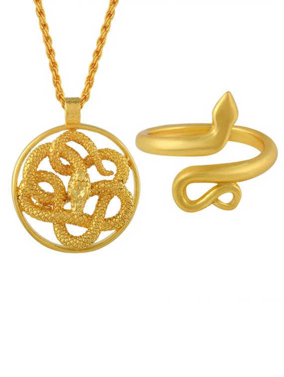 gold plated pendant and finger ring combo - 19945349 - Zoom Image - 0