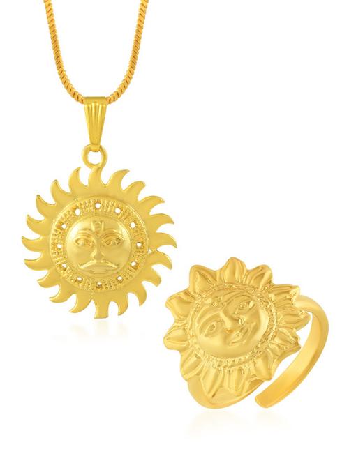 gold plated pendant and finger ring combo - 19945353 - Standard Image - 0