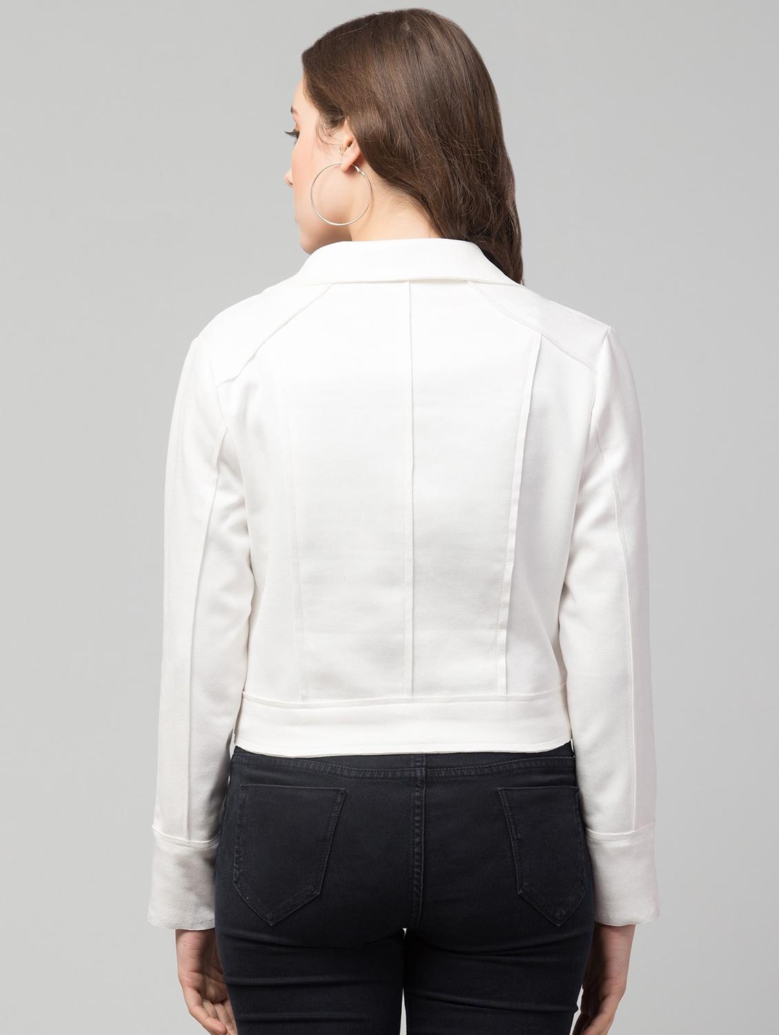 zipper solid white regular jacket - 19945475 - Standard Image - 1