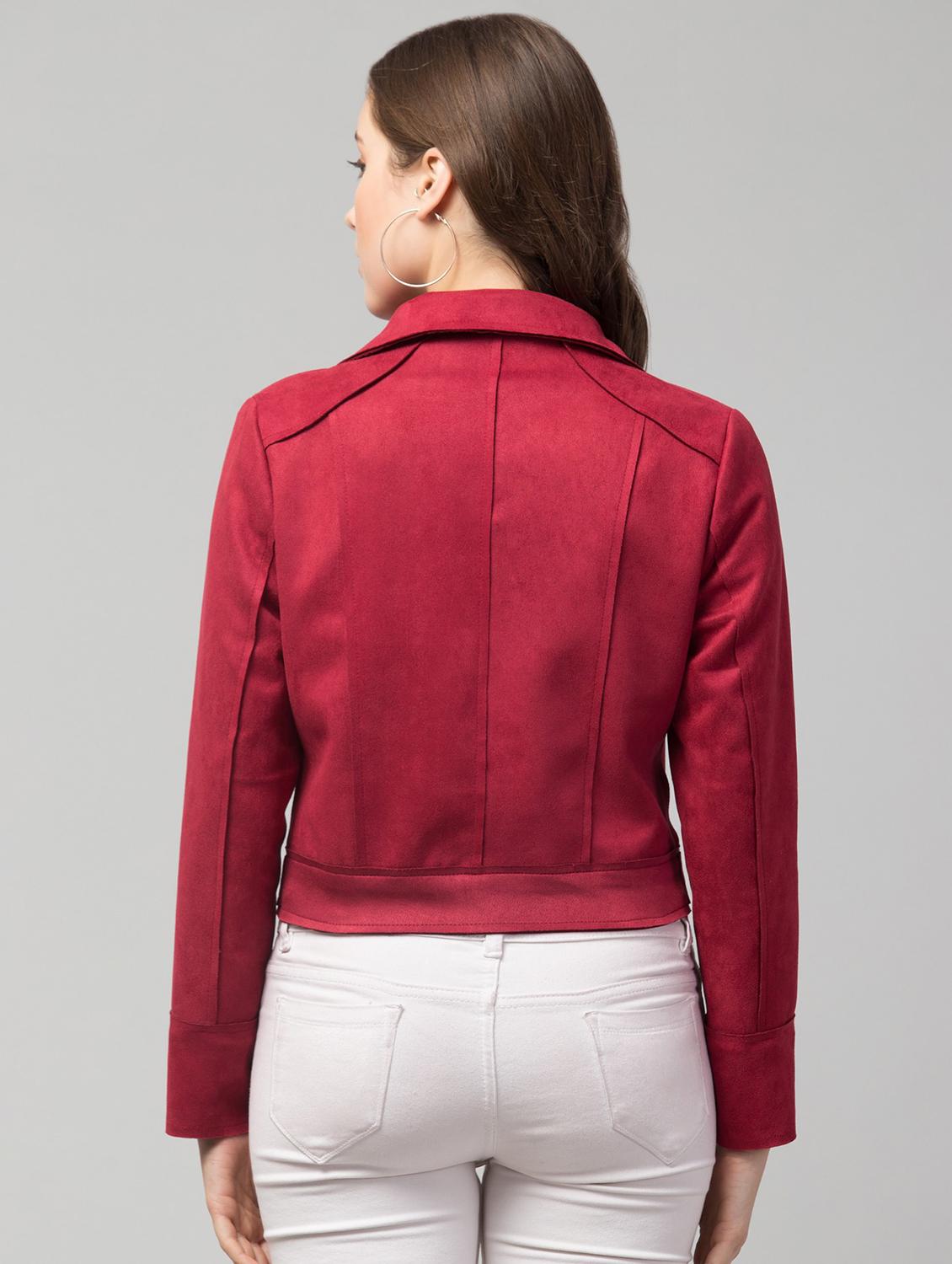 zipper solid red regular jacket - 19945477 - Standard Image - 1
