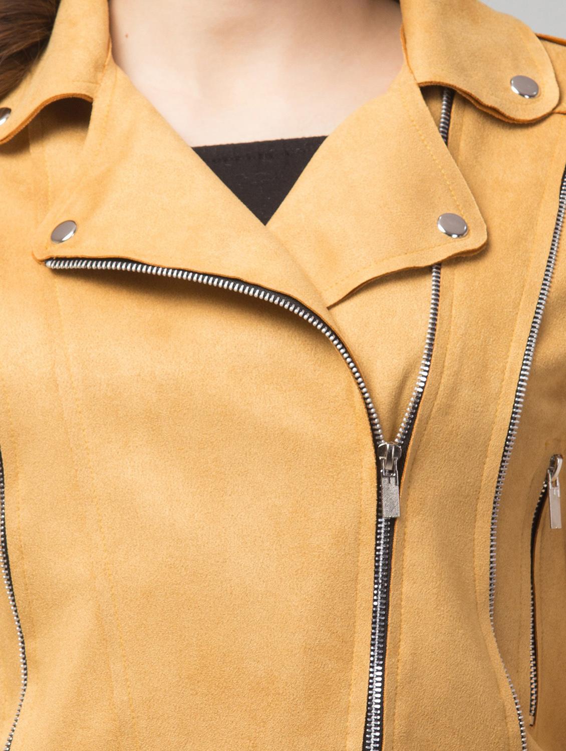zipper solid yellow regular jacket - 19945479 - Standard Image - 4