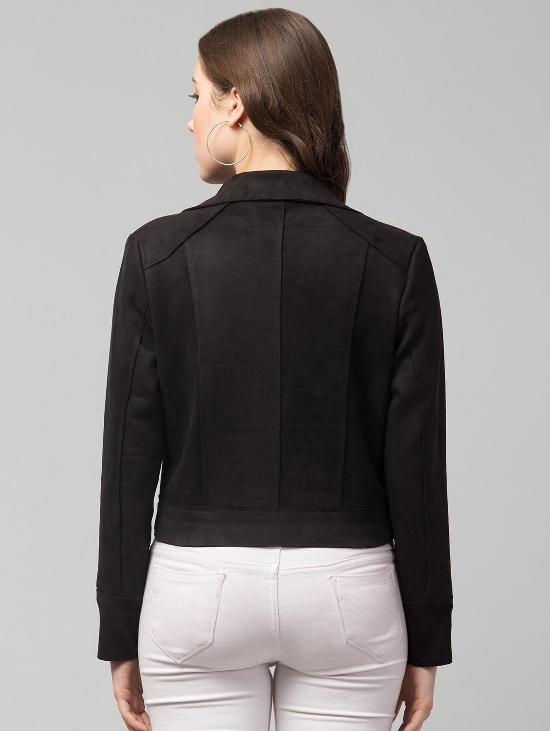 zipper solid black regular jacket - 19945482 - Standard Image - 1