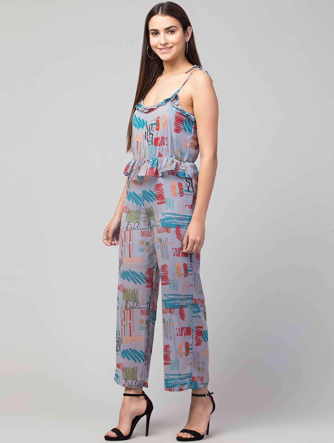 blue printed full leg jumpsuit - 19945508 -  Standard Image - 1