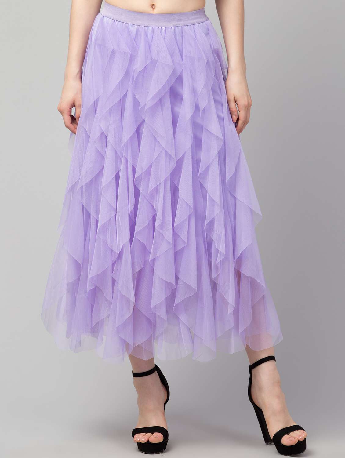 purple solid layered skirt