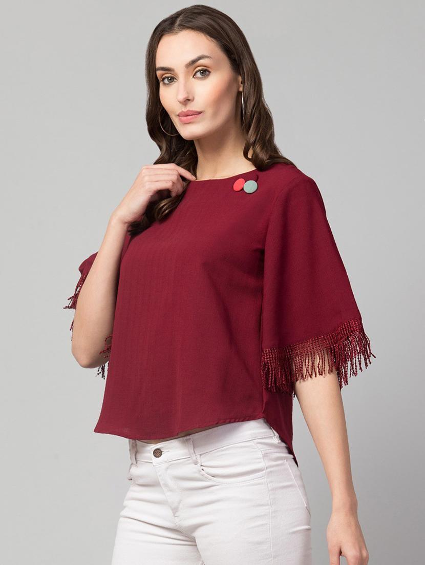 maroon solid regular top - 19945569 - Standard Image - 1
