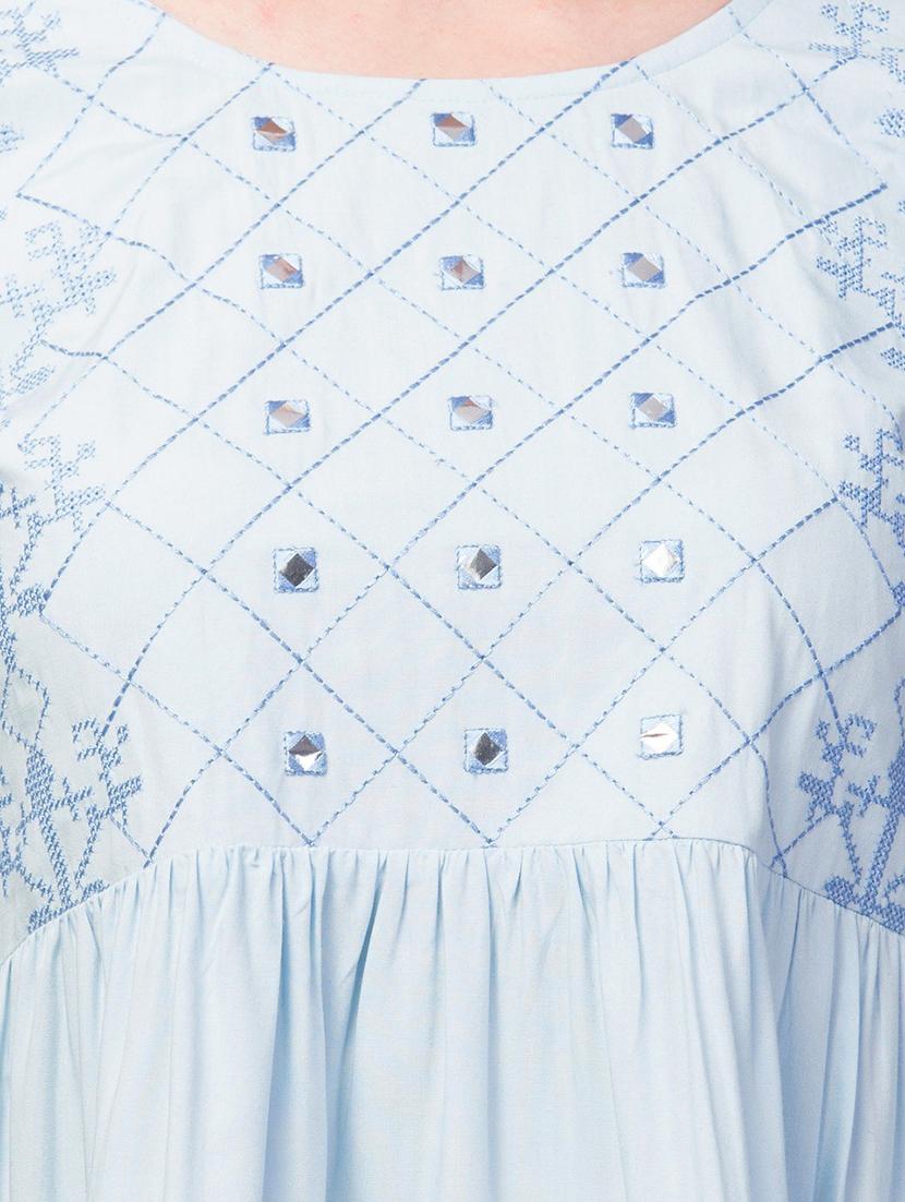 blue solid peplum top - 19945572 - Standard Image - 4
