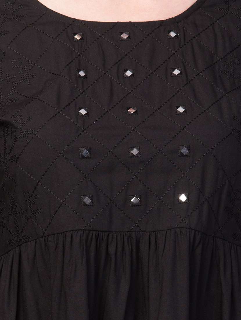 black solid peplum top - 19945575 -  Standard Image - 4