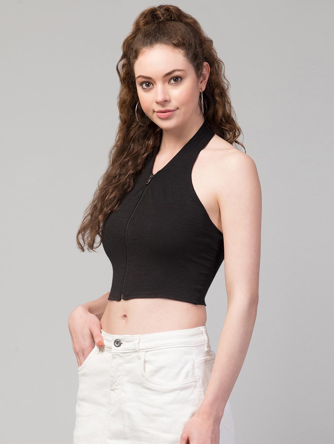 women's crop halter neck top - 19945616 - Standard Image - 1