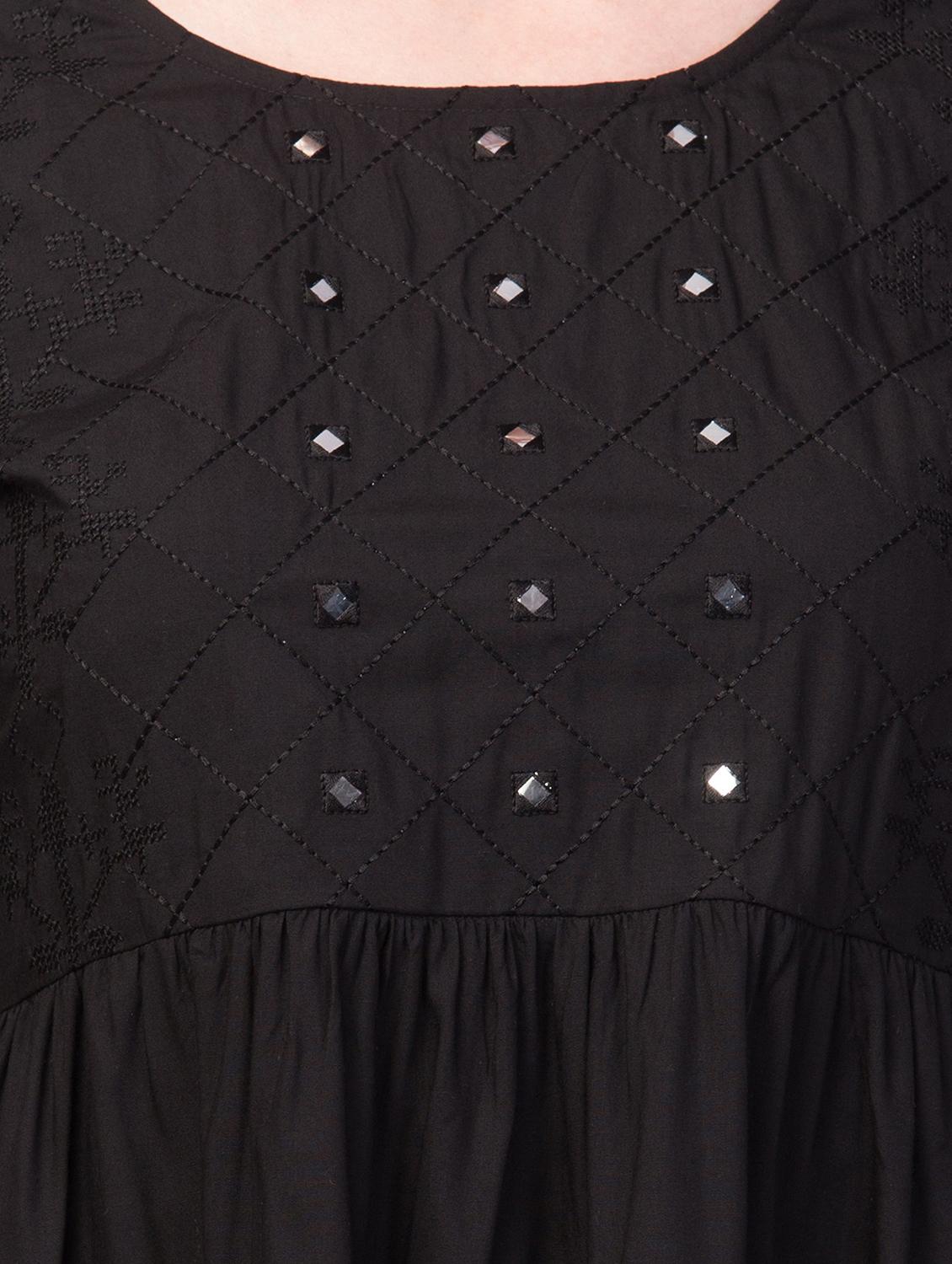 black solid peplum top - 19945627 - Standard Image - 4
