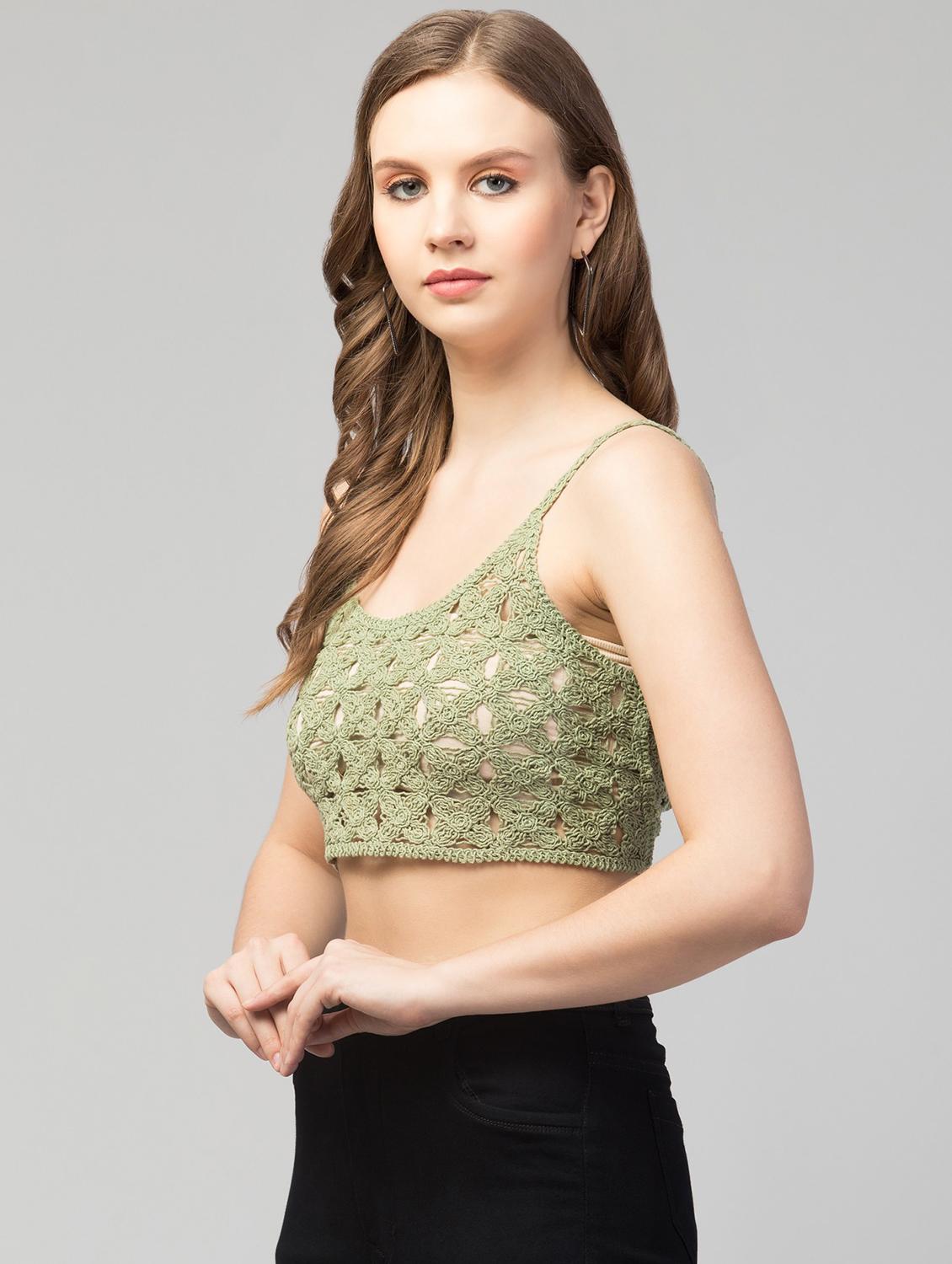 green self design crop top - 19945644 - Standard Image - 1