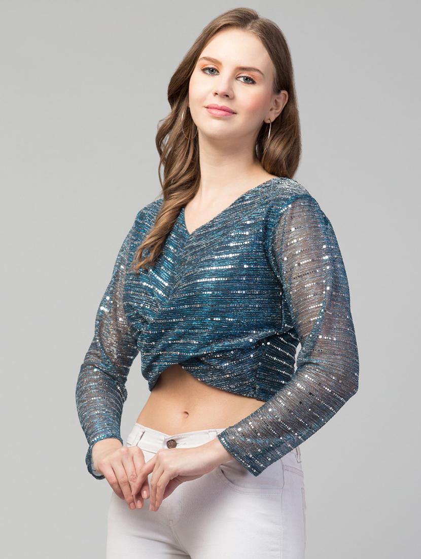 women's crop v neck top - 19945648 -  Standard Image - 1