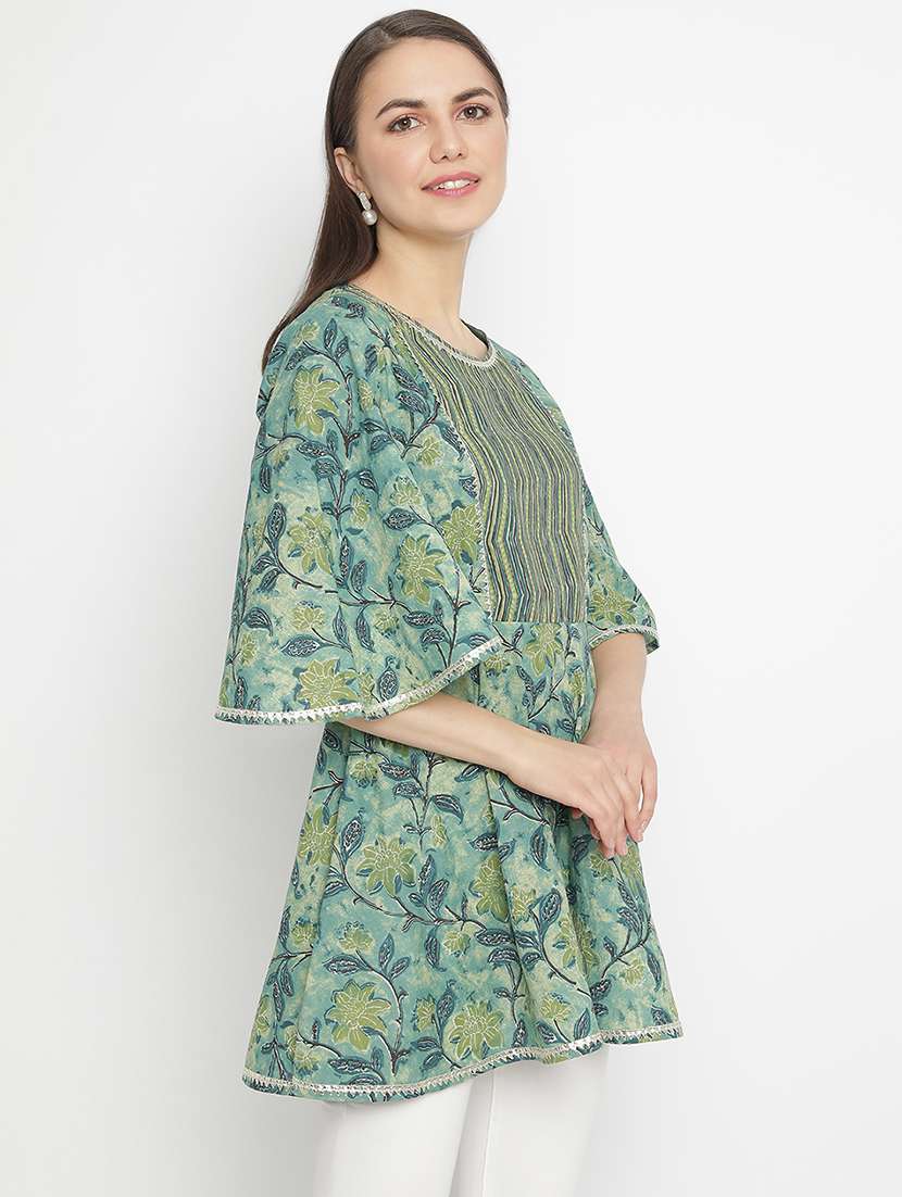 printed peplum ethnic top - 19945738 - Standard Image - 1