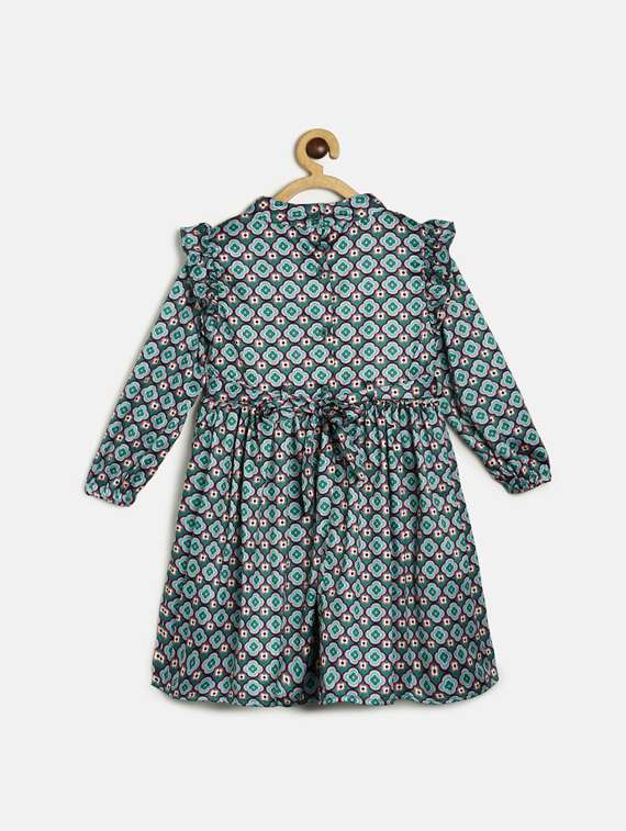 girls round neck long sleeves frock - 19946402 - Standard Image - 1