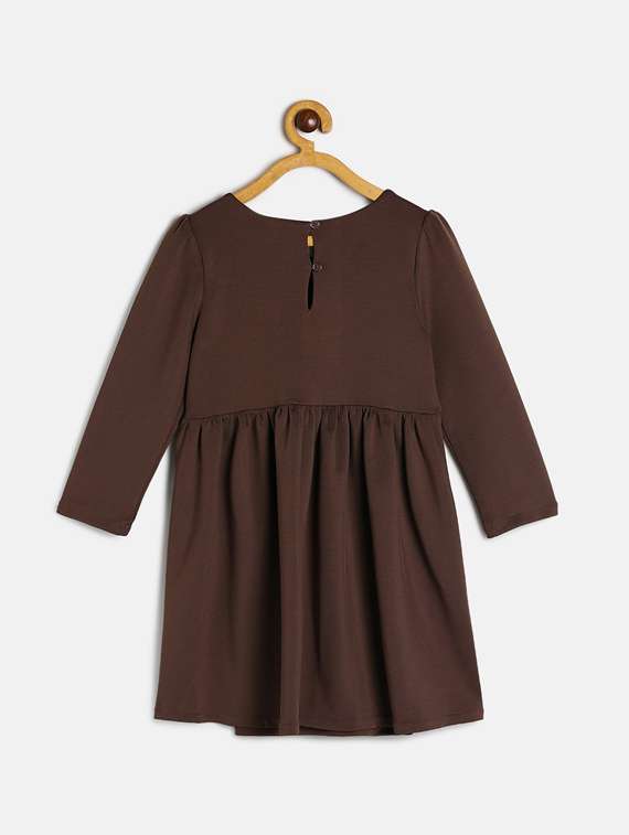 girls round neck long sleeves frock - 19946403 - Standard Image - 1