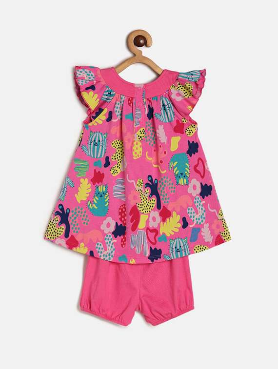 girls round neck cape sleeve frock - 19946411 - Standard Image - 1