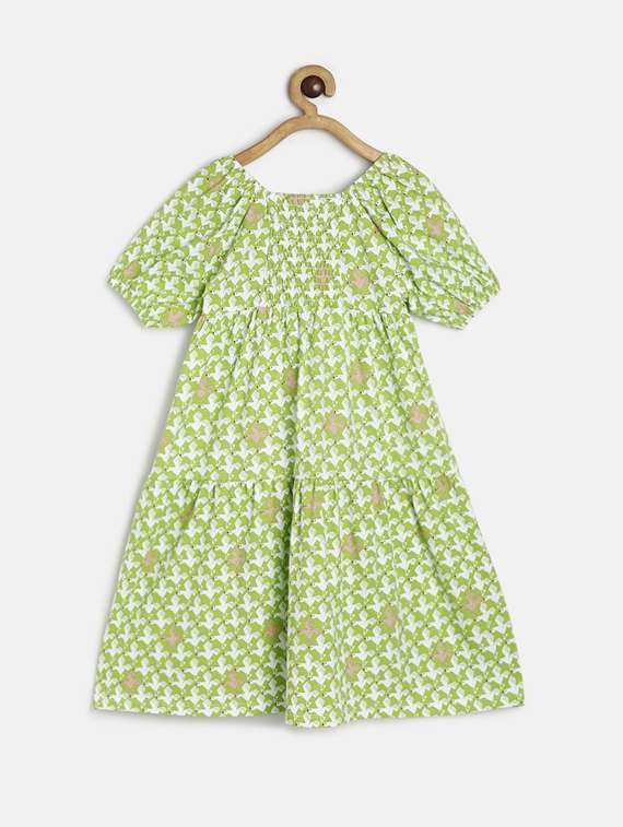 girls round neck short sleeves frock - 19946427 - Standard Image - 1