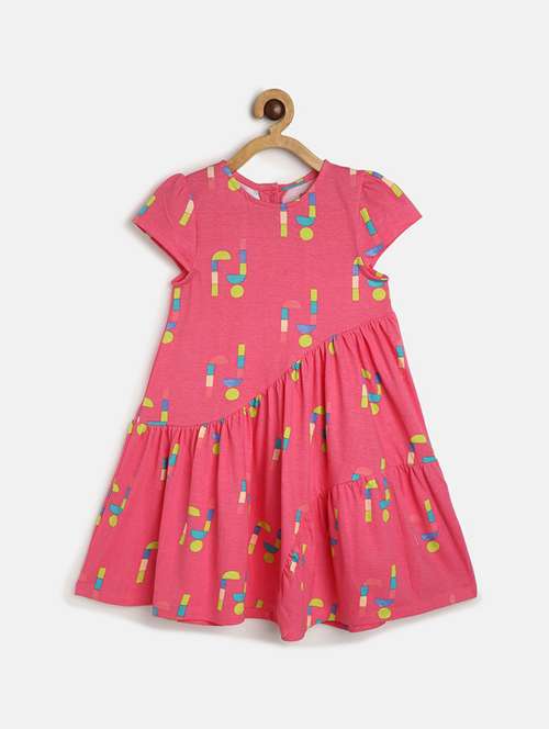 girls round neck short sleeves frock - 19946428 - Standard Image - 0