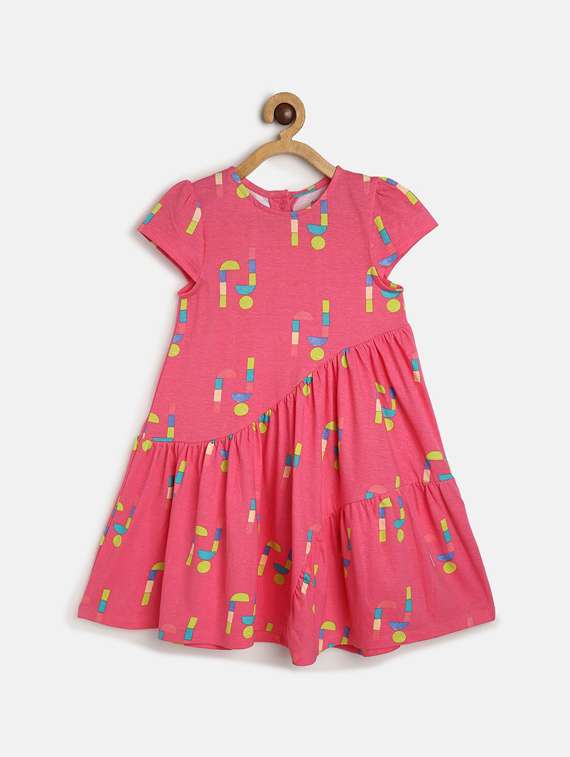 girls round neck short sleeves frock