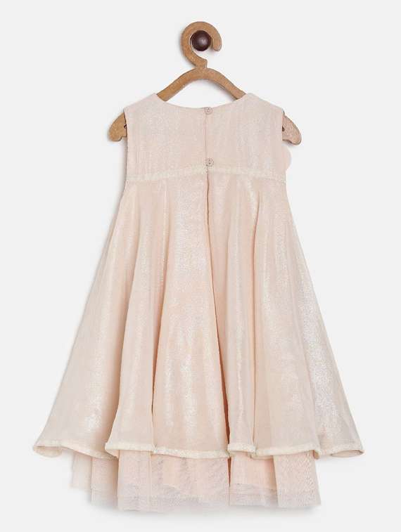 girls peach round neck sleeveless dress - 19946635 -  Standard Image - 1
