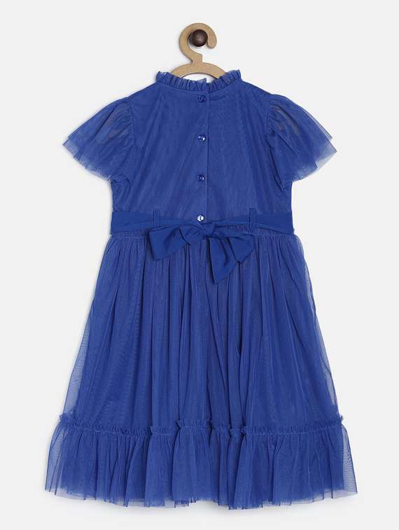 girls round neck cape sleeve frock - 19946644 - Standard Image - 1