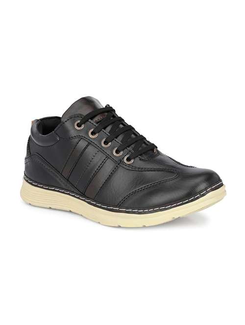 black synthetic lace up sneaker - 19946976 -  Standard Image - 0