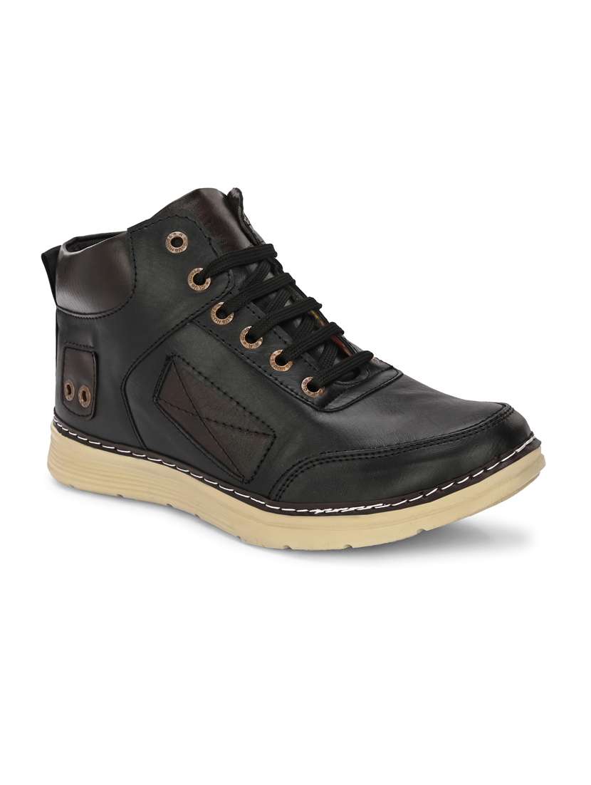 Black Synthetic Lace Up Sneaker