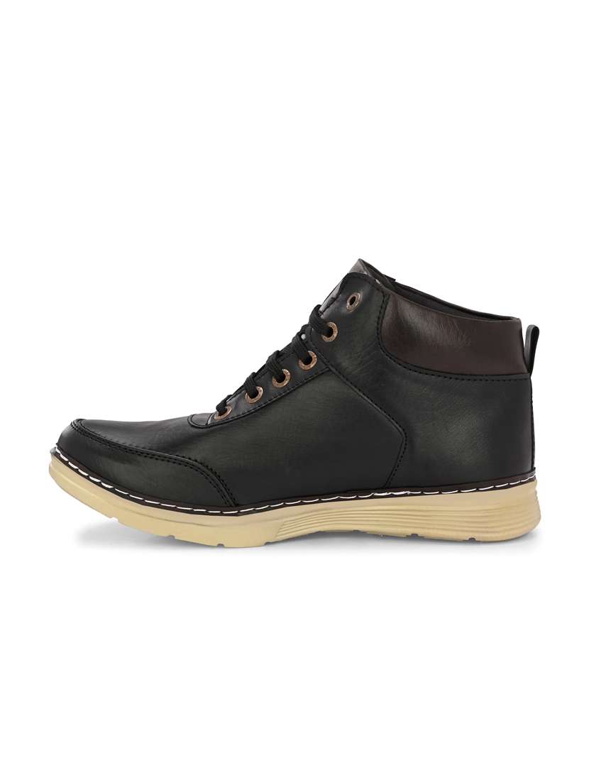 Black Synthetic Lace Up Sneaker