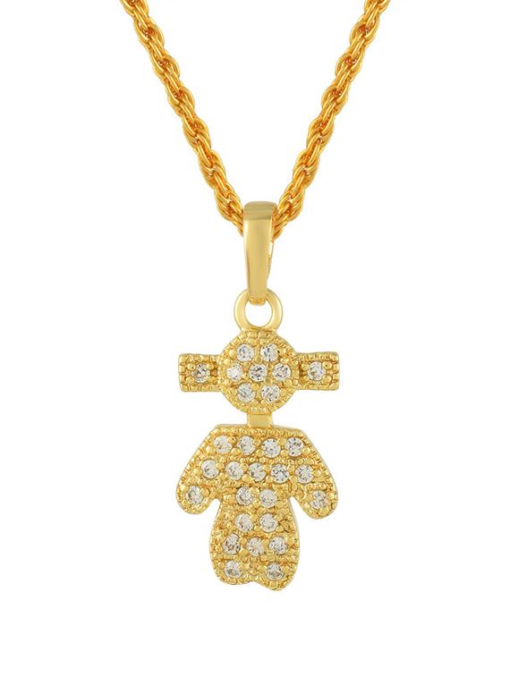 solid gold yellow stone studded doll pendant - 19947153 - Standard Image - 1