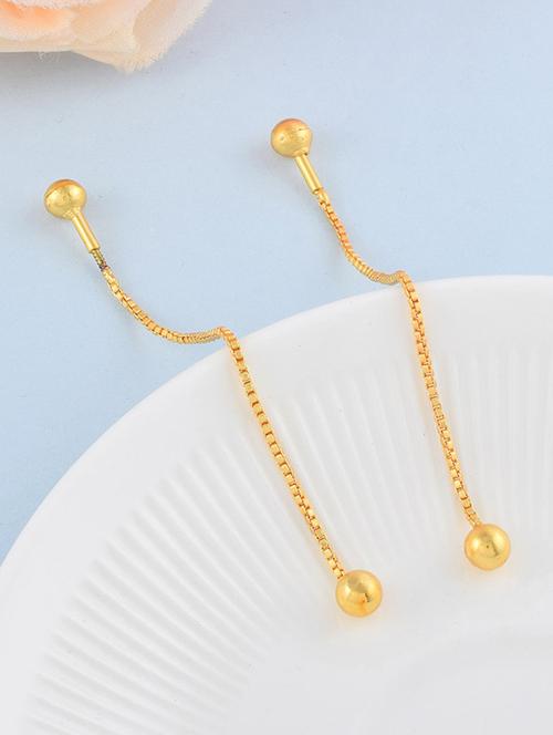 yellow gold plated brass drop earring - 19947158 - Standard Image - 0