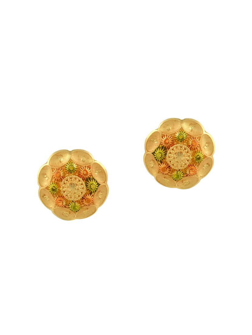 yellow brass studs flower earring - 19947164 - Standard Image - 1
