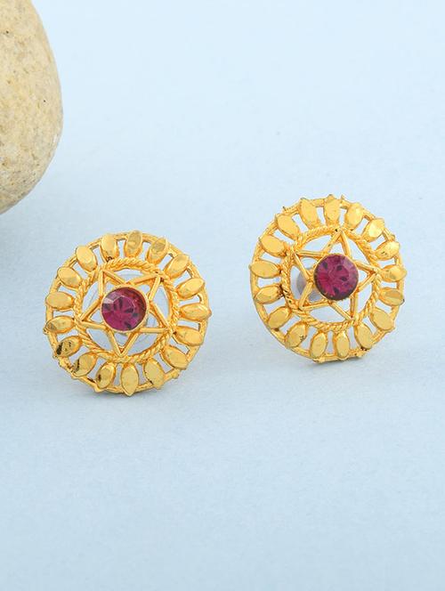 yellow goldplated brass studs earring - 19947169 - Standard Image - 0