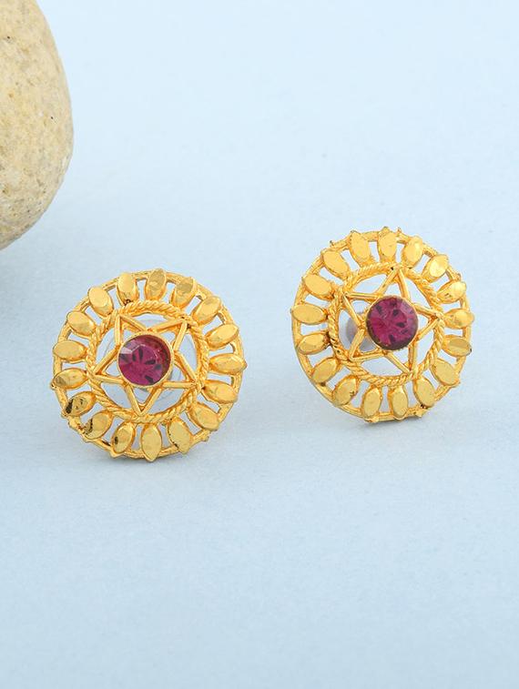 yellow goldplated brass studs earring - 19947169 - Zoom Image - 0