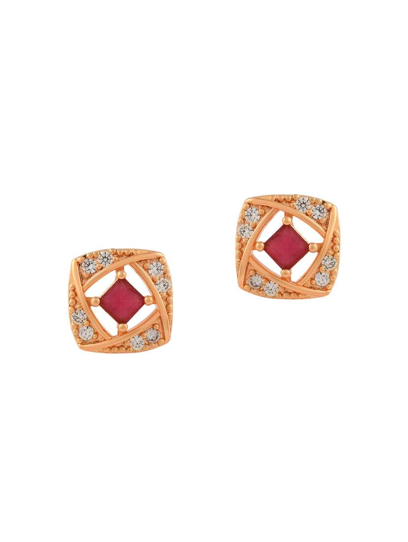 stone studded gold brass studs earring - 19947173 - Standard Image - 1