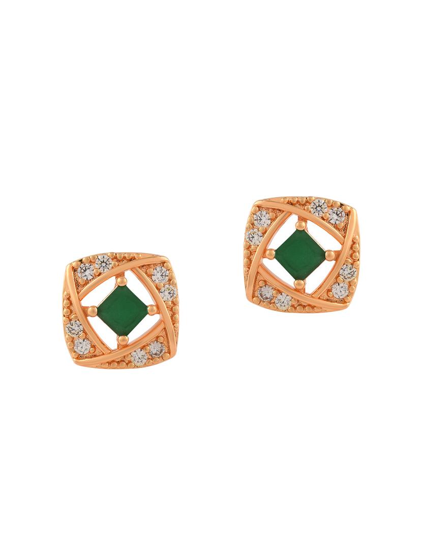 stone studded gold brass studs earring - 19947174 - Standard Image - 1