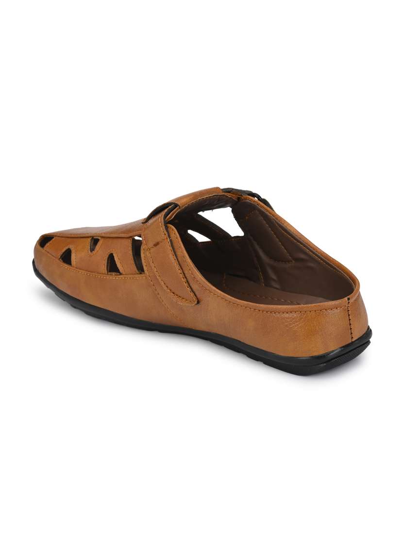 tan cut work synthetic sandal - 19947204 -  Standard Image - 4