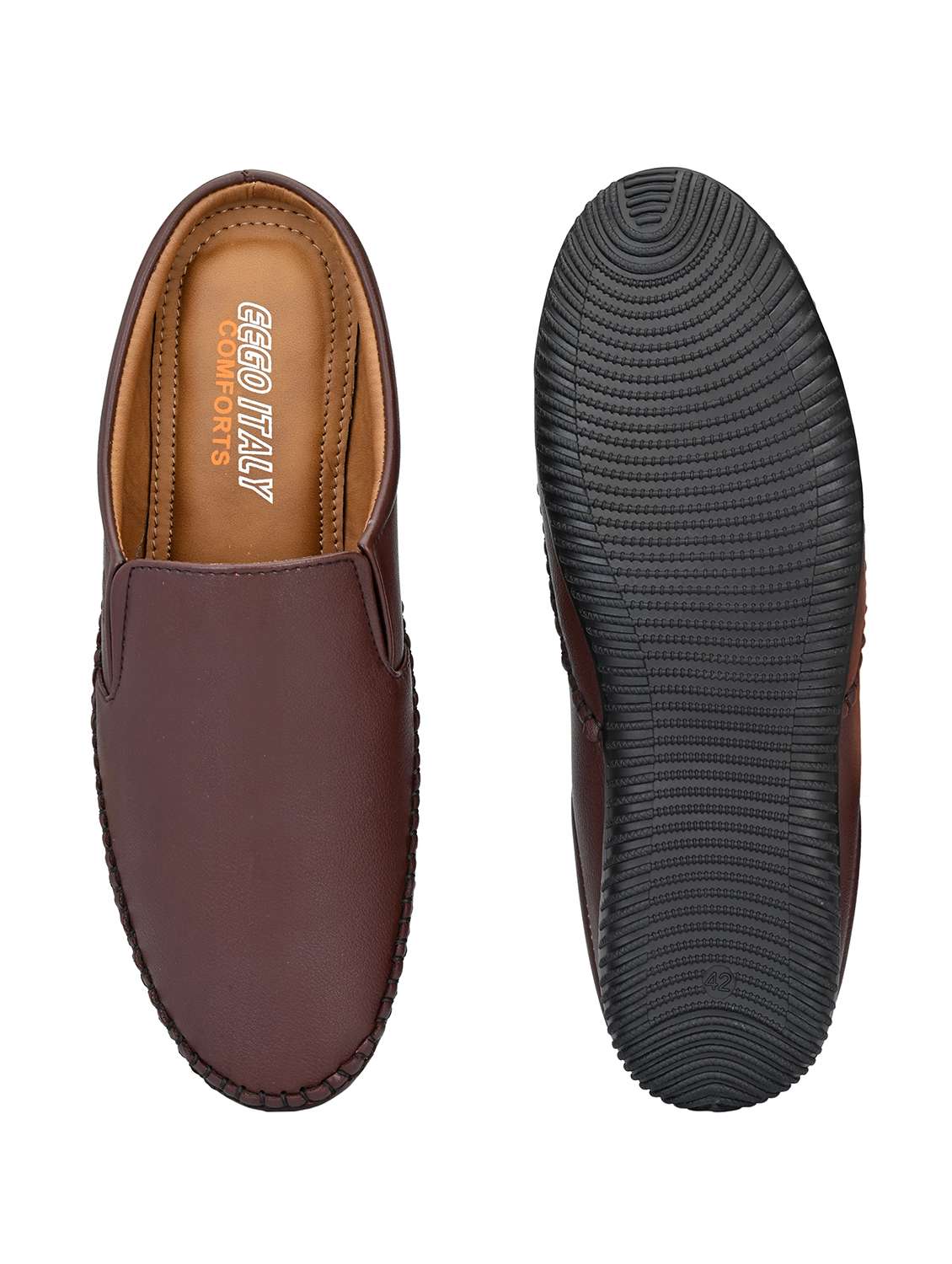 men solid brown casual mules - 19947206 - Standard Image - 4