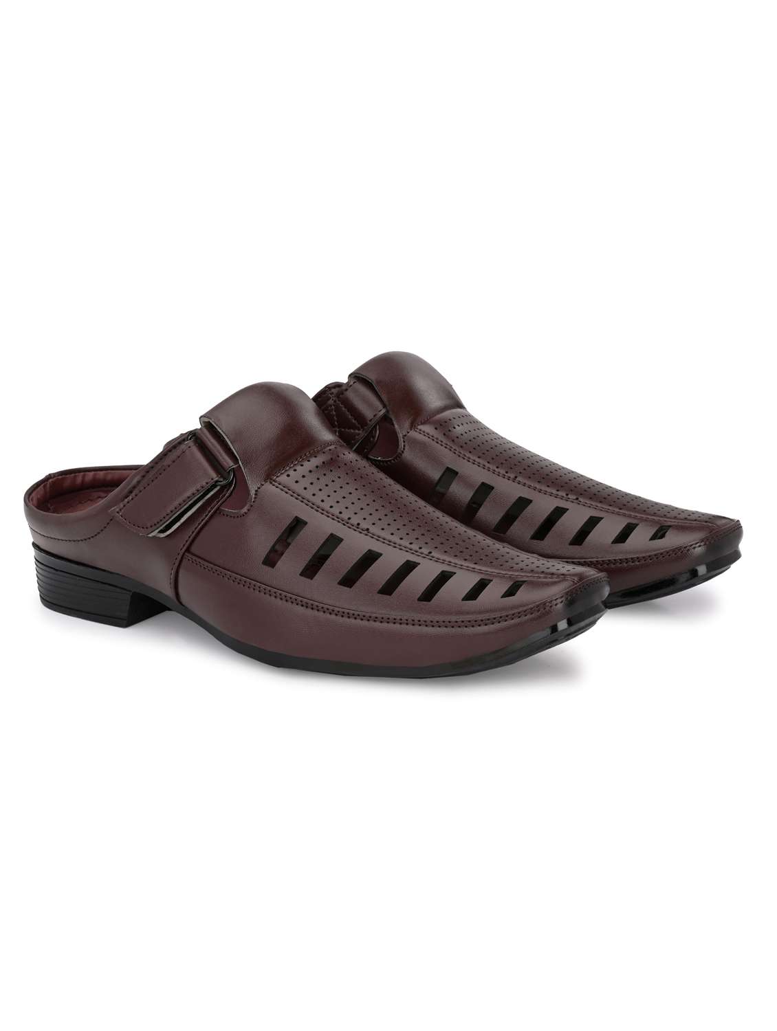 brown synthetic slip on sandals - 19947228 -  Standard Image - 1
