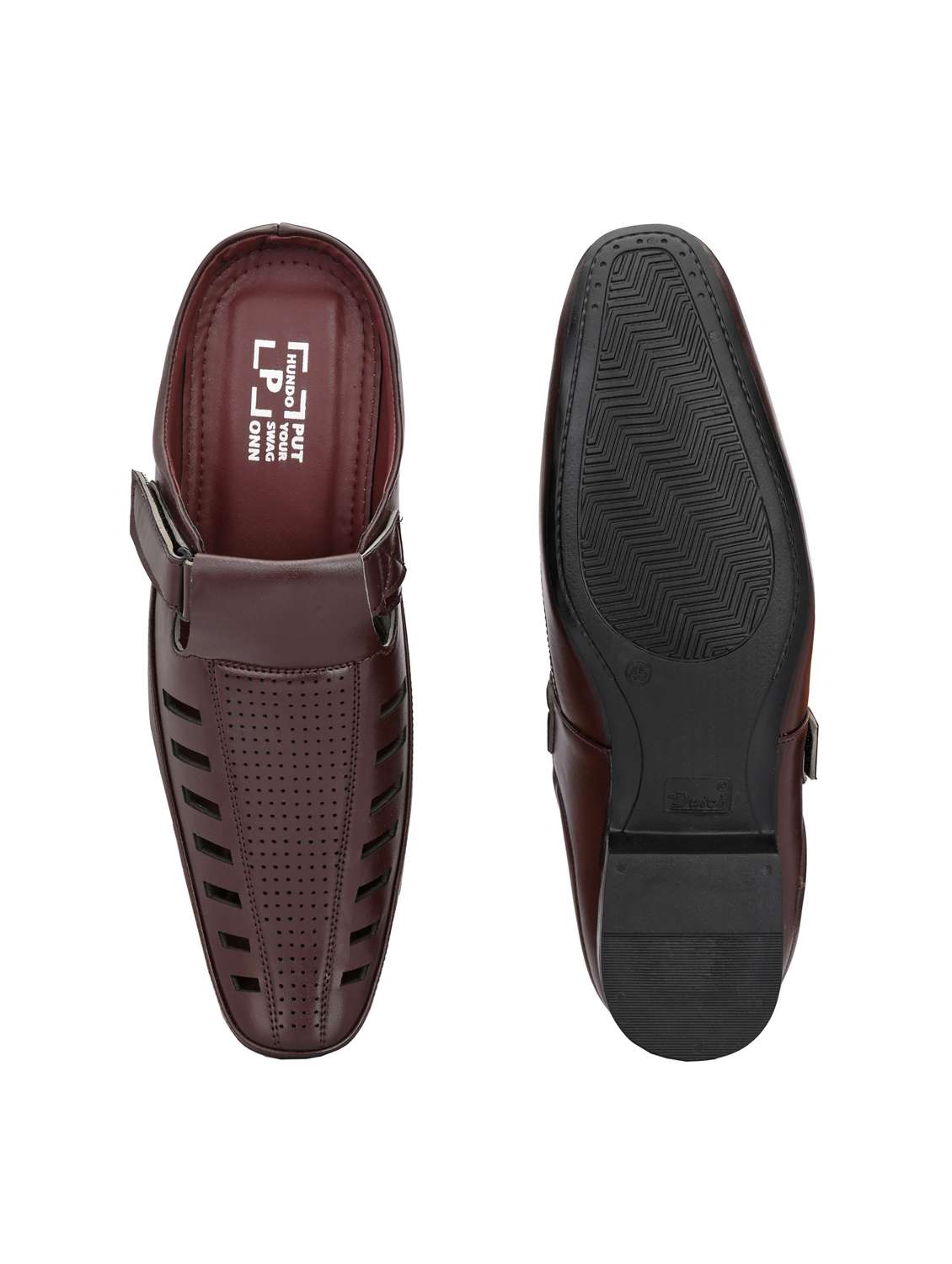 brown synthetic slip on sandals - 19947228 -  Standard Image - 4