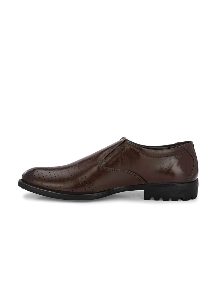 mens brown solid slip on - 19947281 - Standard Image - 4