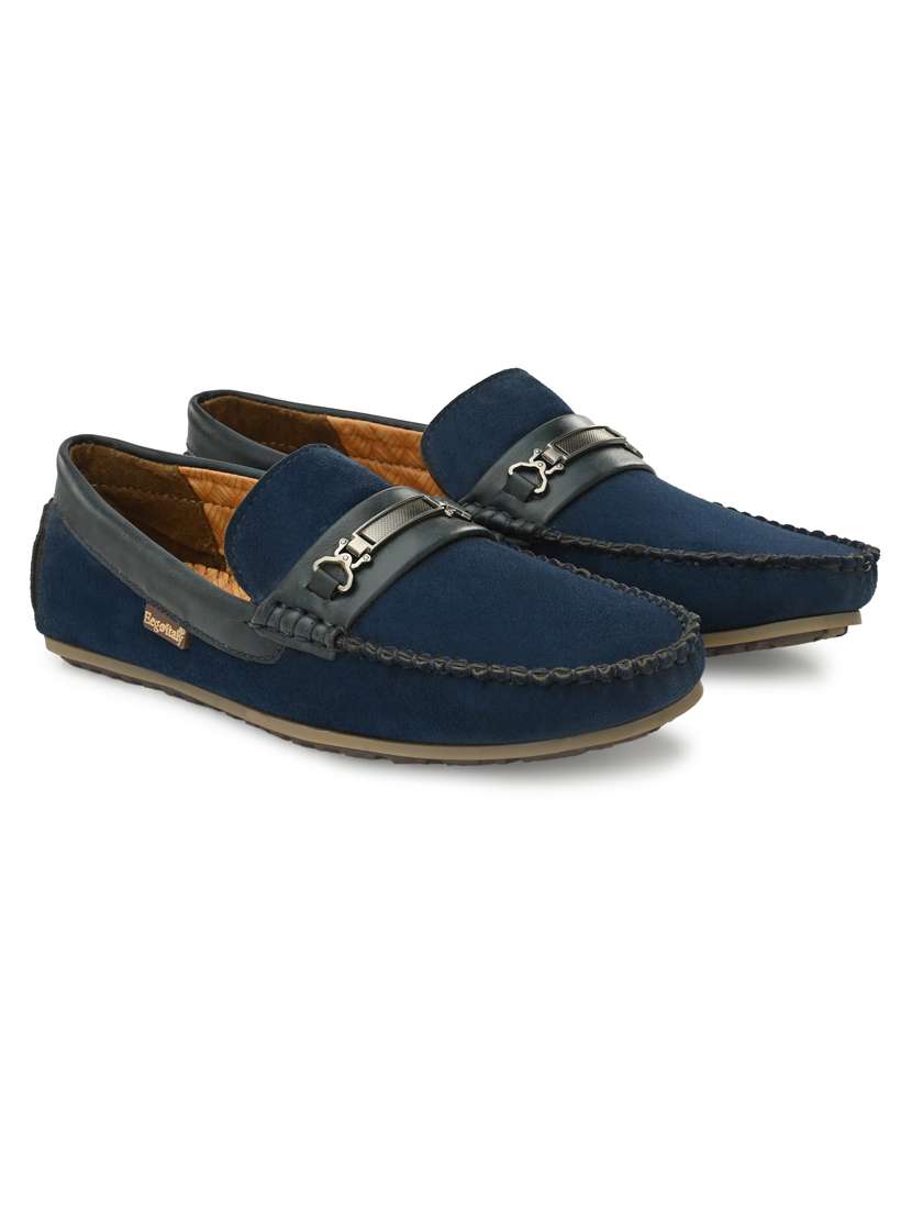 blue synthetic slip on loafers - 19947303 -  Standard Image - 1