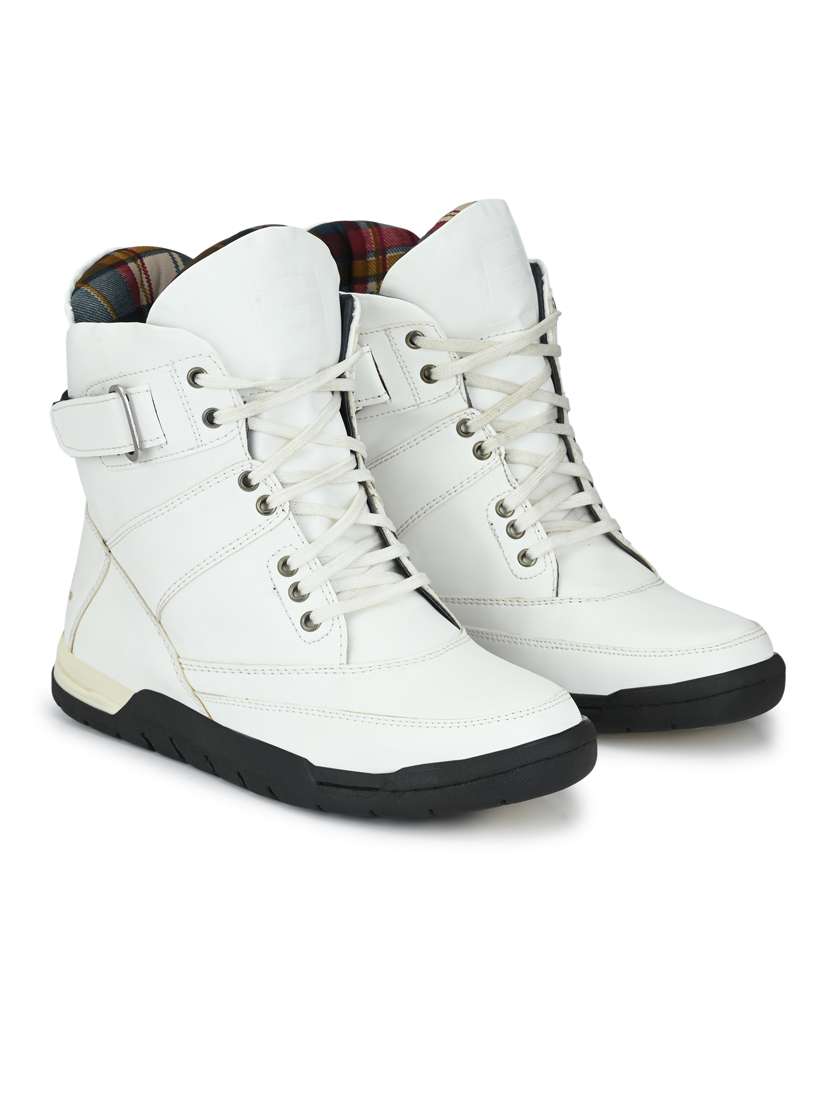 white synthetic high tops boots - 19947312 -  Standard Image - 1