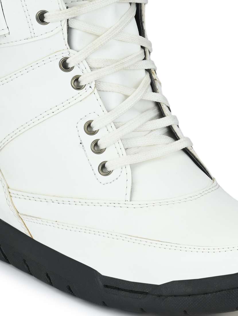 white synthetic high tops boots - 19947312 -  Standard Image - 4