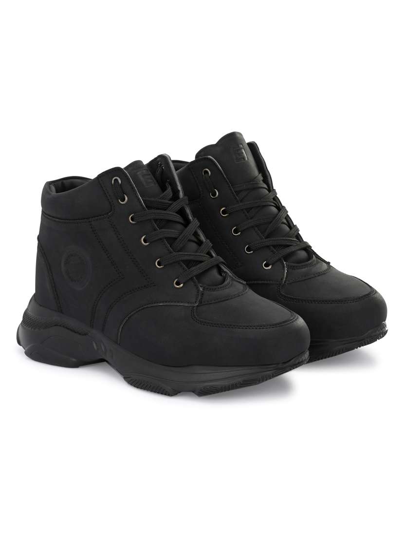 black synthetic lace up boots - 19947334 -  Standard Image - 1