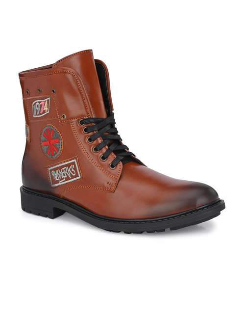 tan synthetic high tops boots - 19947343 -  Standard Image - 0