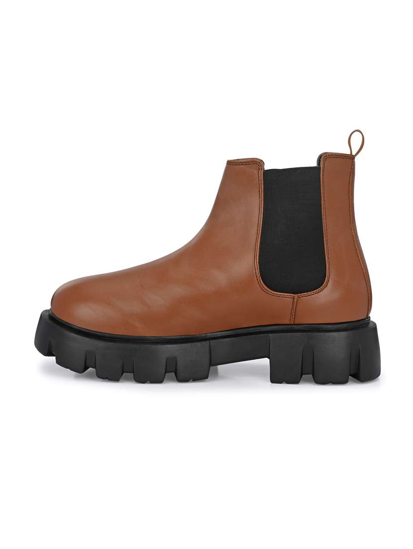 tan synthetic slip on boots - 19947350 - Standard Image - 4