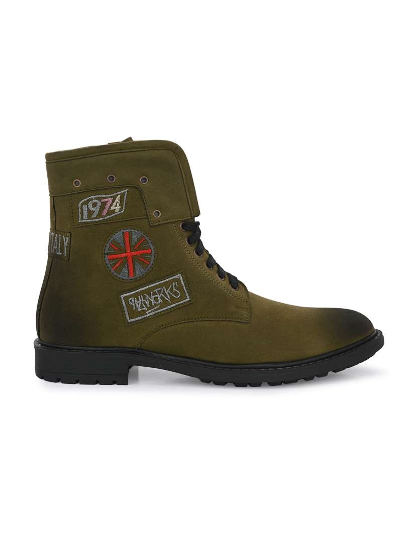 green synthetic high tops boots - 19947369 - Standard Image - 1