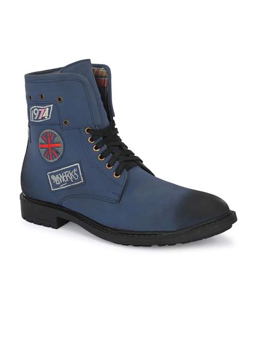 navy synthetic high tops boots - 19947370 - Standard Image - 0