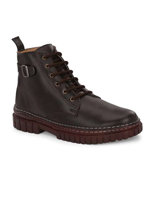 brown synthetic lace up boots - 19947372 - Standard Image - 0