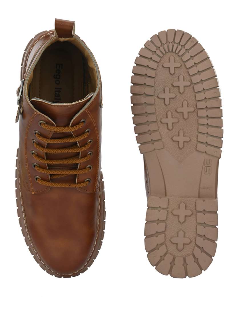 tan synthetic lace up boots - 19947373 -  Standard Image - 4