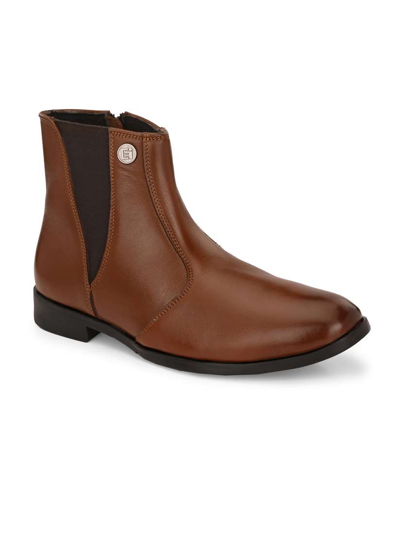 tan leather high ankle boots